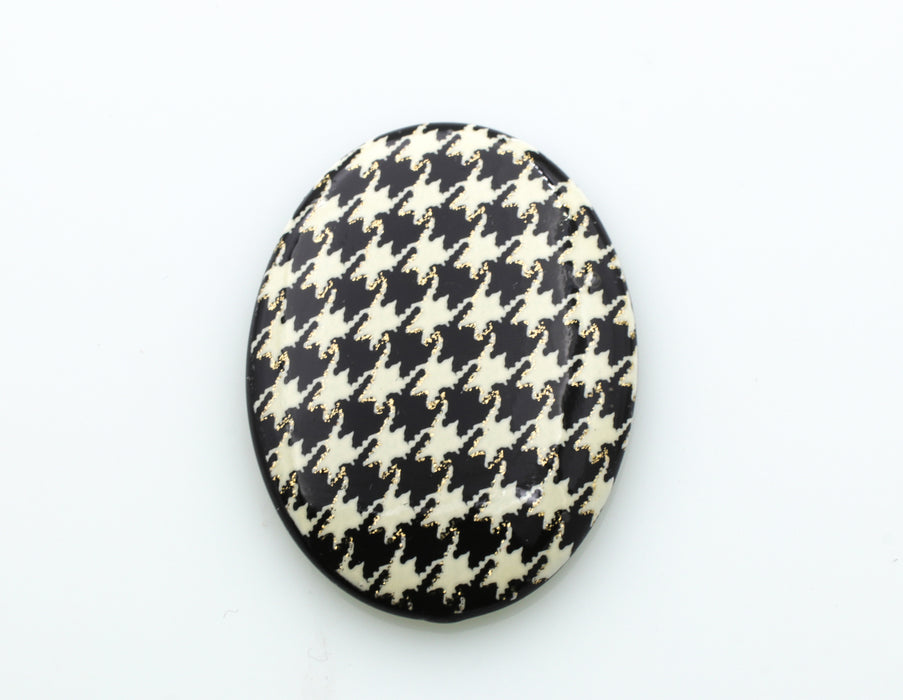 Plastic Oval Cabachons  40 x 30mm Checkerboard Pattern  2 dozen for