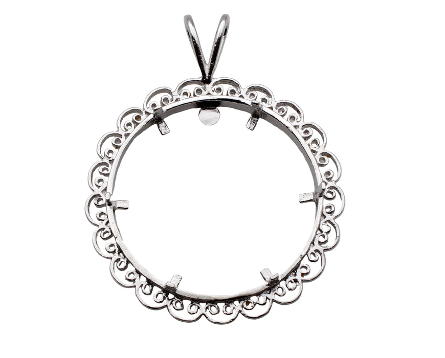 Sterling Silver Pendant Setting<br>38mm<br>1 Piece For