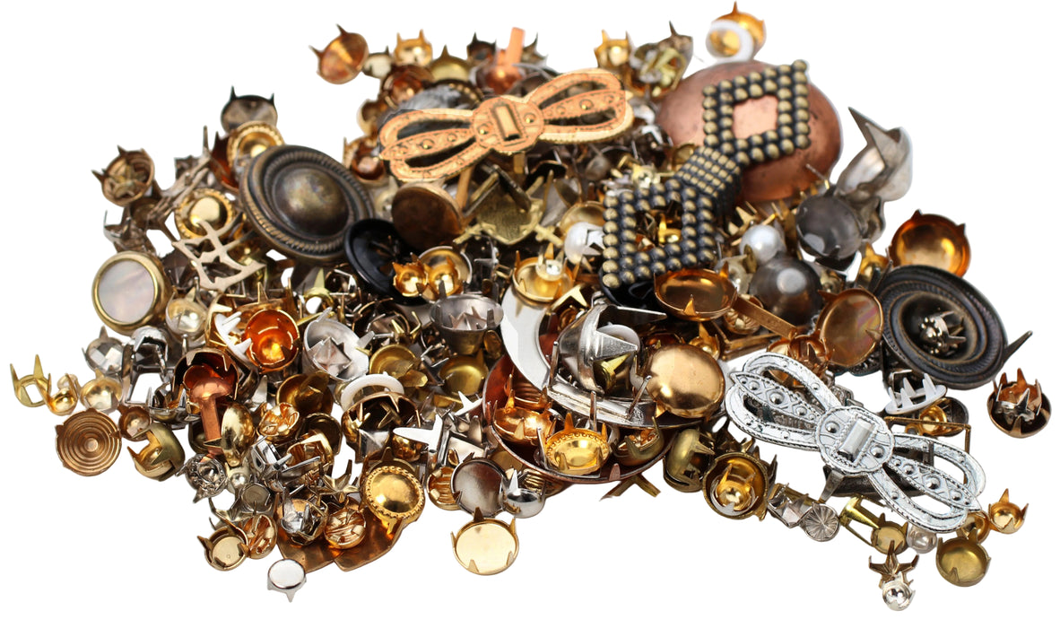 Fabric And Leather Stud Assortment  <br> 1/4 Pound For