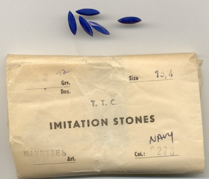 Navette 15 x 4mm Navy Blue  2 gross for