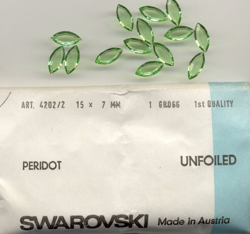 Swarovski ART #4202/2  TTC Navettes  15 x 7mm Gemstone Colors (Unfoiled)  1 gross for