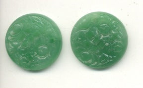 Etched Floral Glass  21mm Jade Green  1/2 gross for