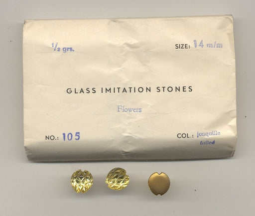 Vintage Fancy Glass Stones  14mm Jonquille  1/2 gross for