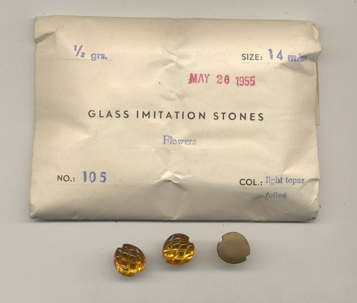 Vintage Fancy Glass Stones  14mm Light Topaz  1/2 gross for