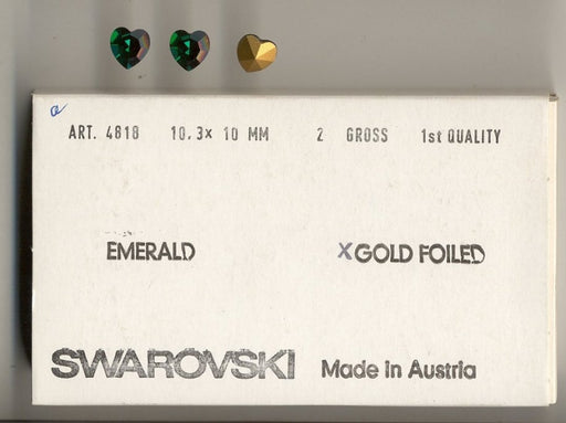 Swarovski Heart 10.3 x 10mm Emerald  1/2 gross for