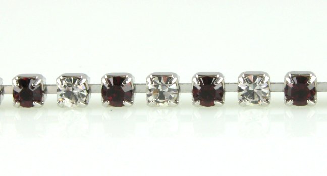 Swarovski Rhinestone Chain  18pp (2.5mm) Crystal/Ruby  10 feet for