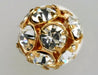 Rhinestone bead ball  10mm Crystal/Gold Plate  2 dozen for