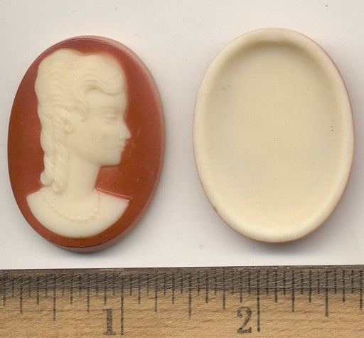 Glass Cameo  40 x 30mm - Coral  12 pieces for