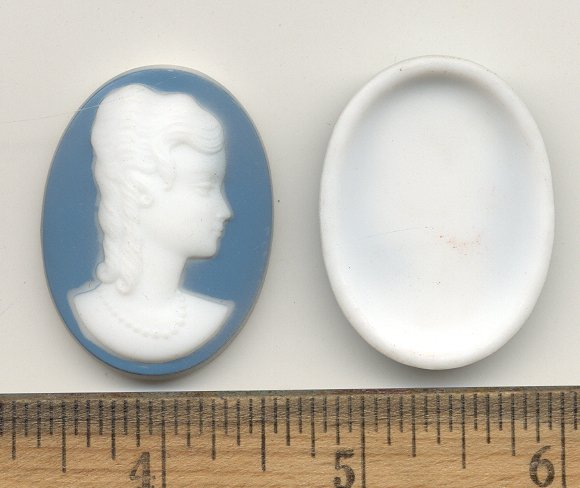 Glass Cameo  40 x 30mm - Wedgewood Blue  12 pieces for