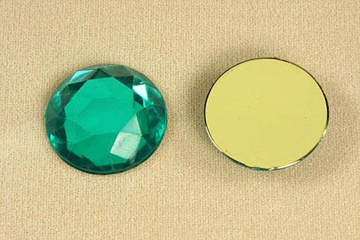 Plastic stone  30mm Round - Emerald  1/2 gross for