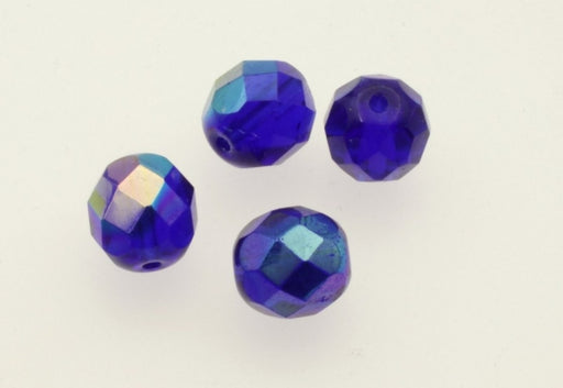 8mm Fire Polished Bead - Cobalt AB 1/2 mass for