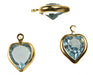 Swarovski heart channel pendant  Gold plate  8 x 8.8mm Aquamarine  1/2 gross for