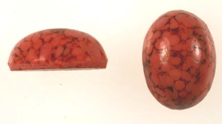 Flat Back Glass Oval  18 x 13mm Coral Matrix  1/2 gross for