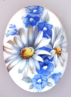 Vintage Glass Floral Limoge  40 x 30mm  1 Dozen for