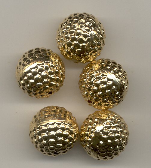 22mm Metalized Plastic Bead   Bright Gold  3 dozen for