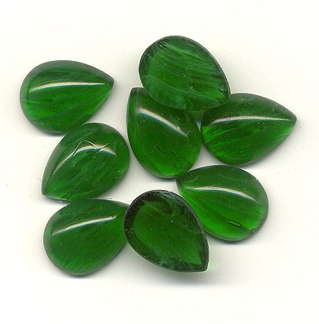 Flat Back Glass Pearshape  18 x 13mm Flawed Emerald  1/2 gross for