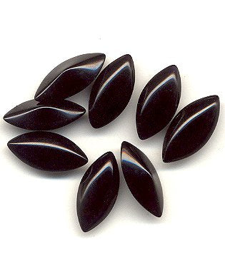 Glass Navettes  15 x 7mm Jet Black  1 gross for