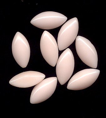 Glass Navettes  15 x 7mm Light Opaque Pink  1 gross for