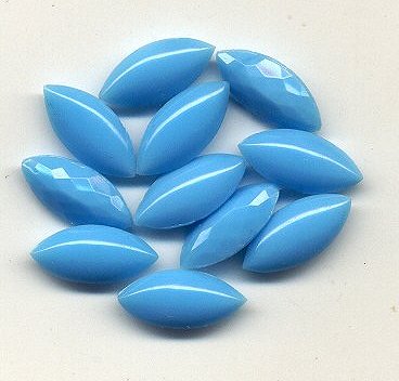 Glass Navettes  15 x 7mm Opaque Turquoise  1 gross for