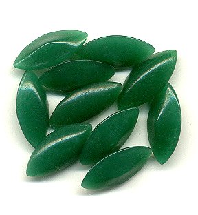 Glass Navettes  15 x 7mm Jade Green  1 gross for