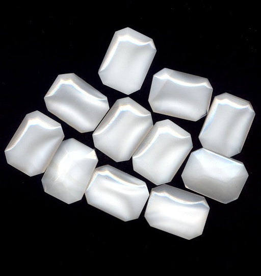 Glass Octagons  18 x 13mm White Moonstone  1 gross for