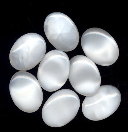 Glass Ovals  25 x 18mm White Moonstone  1/2 gross for