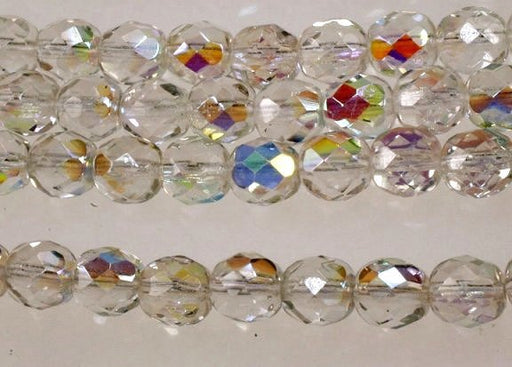 8mm Fire Polish Beads  Crystal AB  1/2 mass for