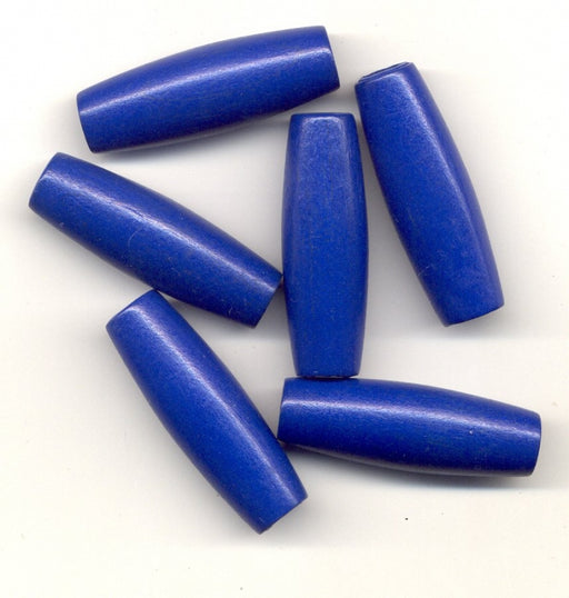 Wooden Tube Beads  51 x 18mm Blue  100 pieces for