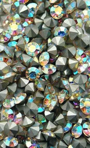 Machine Cut Rhinestones - India  Crystal Aurora Borealis Chatons  10 gross for