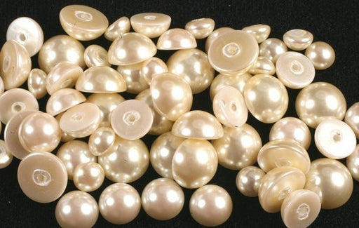 Plastic Pearl Cabochons  Flat-Back Round  Small Sizes