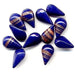 Glass Pearshape  13 x 7.8mm Navy w/Gold accents  2 gross for