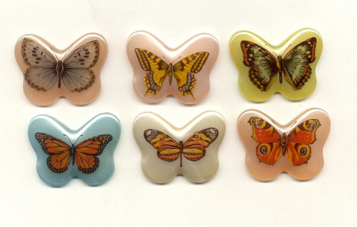 Plastic Limoges  42 x 32mm - Butterflies ~ Pastel Assortment  1 dozen for