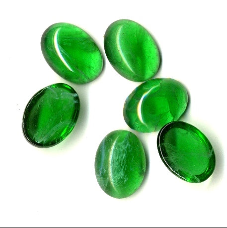 Flat Back Glass Ovals  18 x 13mm Flawed Emerald  1/2 gross for