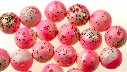 8mm Vintage Plastic Beads  Pink and White with gold glitter  3-1/3 Gross For