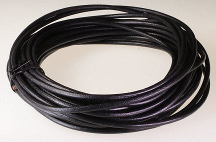 Leather Cord  Black 3mm diameter  10 Yards For