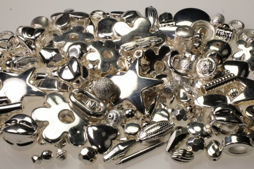 Sterling Plated Plastic Beads  2 Pounds For