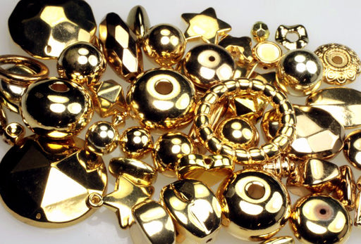 Gold Plated Plastic Beads  2 Pounds For