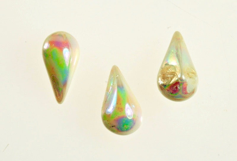 Glass Pear Shape  white AB   10mm x 6mm   2 Gross For