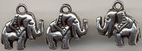 Metalized Plastic Charm - Silver Elephant. 100 pieces for