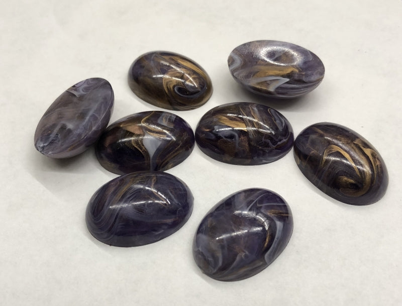 Plastic Oval Cabochons  25 x 18mm   Amethyst Swirl  1 gross for