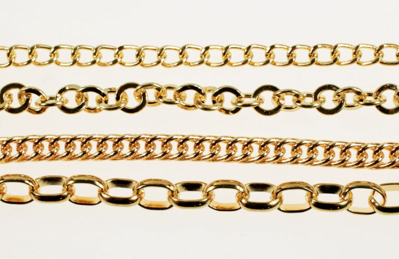 Gold Plated Chain Assortment  4 Styles 10 Feet Each  40 Feet For