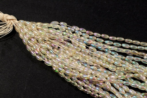  Crystal Aurora Borealis Plastic Beads  6mm x 3mm  1 Dozen 60 Inch Strands For