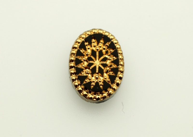 Gold And Jet Cabochon  14mm x 10mm  72 Pieces For